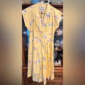 Modcloth x Emily and Fin Yellow Floral V-Neck Midi Dress Size XL NWT